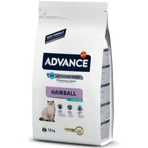 ADVANCE Hairball Gesteriliseerd droog voer voor katten, gesteriliseerd, voor volwassenen, met kalkoen, 1,5 kg