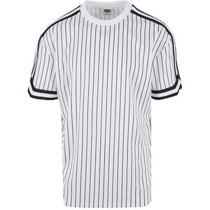 Urban Classics T-shirt décontracté en maille rayée pour homme, col rond, coupe droite, disponible en tailles S à 5XL, blanc/noir, XXL