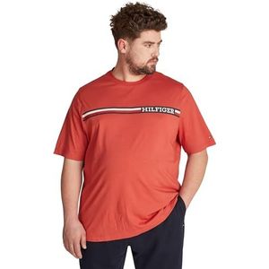 Tommy Hilfiger T-shirt à rayures Bt-Chest pour homme S/S, Terra Rouge, 5XL grande taille