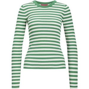 JJXX Jxjodi Tight Stripe Crew Neck Knit pour femme, Vert moyen/rayures : Cloud Dancer, L