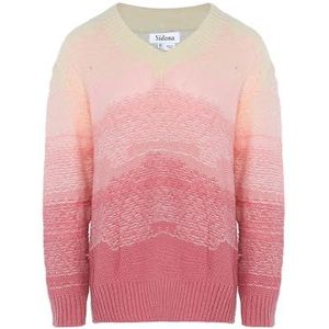 Sidona Pull à col en V en tricot acrylique pour femme - Taille XS/S - Rose multicolore, Rose multicolore, XS