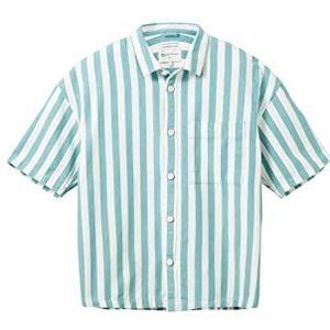 TOM TAILOR Denim Chemise à rayures pour homme Boxy Fit, 31858 – Turquoise Off White Big Stripe, XL