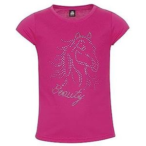 Trigema Meisjes T-shirt met glitterpaard, roze (hibiscus 038), 152, roze (hibiscus 038)