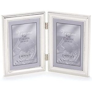Lawrence Frames Fotolijst met dubbel scharnier, 10,2 x 15,2 cm, zilverkleurig, met delicate kralen