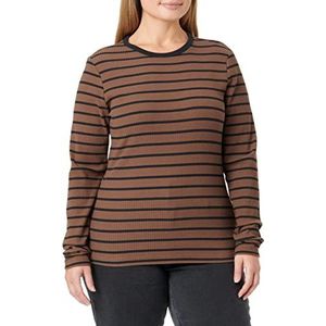 G-STAR RAW Dames Slim Rib 2.0 Stripe Ls T-shirt meerkleurig (Rain Drum/Caviar Stripe D201-d472), M, meerkleurig (Rain Drum/Caviar Stripe D201-d472)