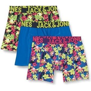 JACK&JONES PLUS Set van 3 boxershorts Jachibiscus boxershorts voor heren, Marineblauwe blazer/set: popcicle limoen - roze duizendblad