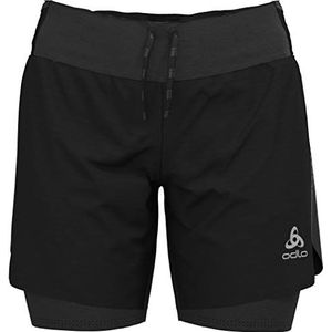 Odlo Axalp 2-in-1 Short Trail 2-in-1 damesshort, zwart.