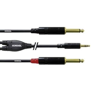 CORDIAL Y-kabel met stereo mini jack naar 2 mono jackplug, 3 m