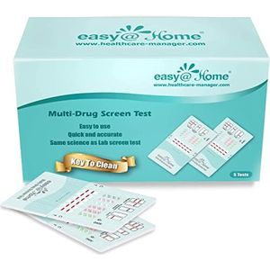Easy@Home 5 x Multi drugstest voor 6 soorten medicijnen - Marihuana (THC), Amfetamine (AMP), Benzodiazepine (BZO), Cocoain (COC), Opiaat (OPI 2000), Methamfetamine (MET/mAMP), Snelle urinetest