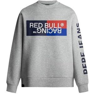 Red Bull Racing X Pepe Jeans RBR kleurblok GRAPHIC CREW sweatshirt, grijs (MARL GREY), M, grijs gemêleerd, M, Grijs Chinees