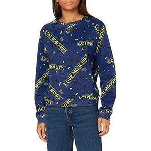Love Moschino Sweatshirt voor dames, Gym print op blauwe achtergrond.