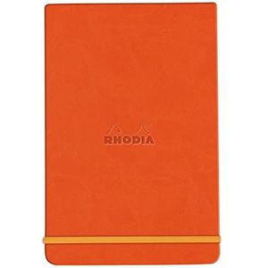 RHODIA 194368C Webnotepad Tangerine - A6 - gelinieerd - 192 pagina's afneembaar - helder ivoorkleurig papier 90 g/m? - bladwijzer, elastische sluiting - envelop van kunstleer - Rhodiarama