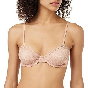 Calvin Klein Unlined halfhoge damesbeha met halve hoogte, Stone Grijs