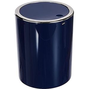 MSV Bad Serie Aspen Afvalemmer met kanteldeksel, 6 liter, Ø x H ca. 18,5 x 26 cm, donkerblauw pastel
