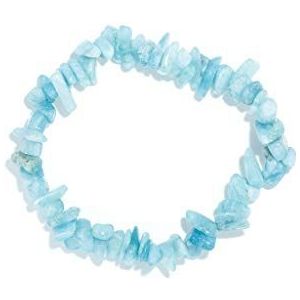 Taddart Minerals Armband van blauwe aquamarijn op elastische nylondraad, handgemaakt, 18 cm, nylon, aquamarijn, nylon, blauw (Aquamarine)