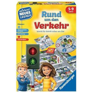 Ravensburger Leren spel rond het verkeer 24997, kinderspel, vanaf 5 jaar, voor 2-4 spelers: stap voor stap veilig op het doel