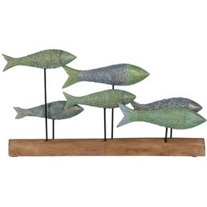 BigBuy Home Figurine décorative verte naturelle de poissons 56 x 7 x 31 cm