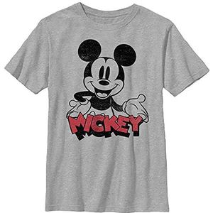 Disney Mickey Mouse Happy Boys T-shirt, grijs gemêleerd Athletic XS, Athletic grijs gemêleerd