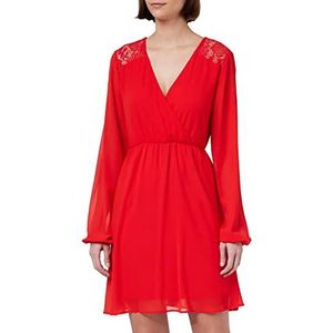 Vila Viura L/S kanten detail jurk / Ka damesjurken, rood maart