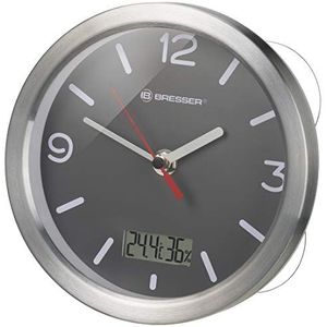 Bresser MyTime Badkamerklok incl. Temperatuur- en Hygrometer - 17cm - Grijs