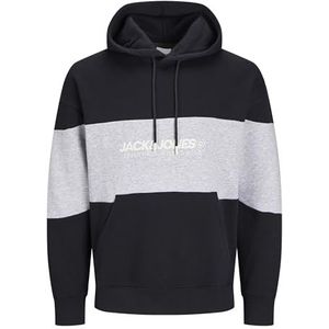 JACK & JONES Jjelegacy Blocking Sweatshirt Hood Noos Sweatshirt met capuchon voor heren, Zwart / Details: Blokkeren