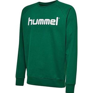 Hummel HMLGO Uniseks sweatshirt van katoen voor kinderen, Groen/Wit