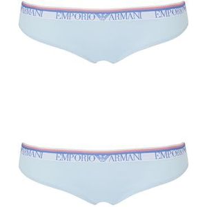 EMPORIO ARMANI Lot de 2 slips pour femme, bleu clair/bleu clair, taille XS, Bleu clair/bleu clair, XS