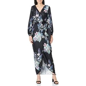 Little Mistress Roxby Black Floral Longsleeve Maxi Dress avondjurk dames, meerkleurig (Multi 001), 40, meerkleurig (Multi 001)