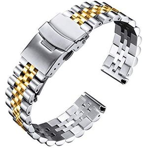 BINLUN Horlogebandjes van roestvrij staal, 18 mm, 20 mm, 22 mm, 24 mm, 26 mm - Metalen horlogeband voor dames en heren, in 7 kleuren - Goud, zilver, zwart, roze-goud, tweekleurig
