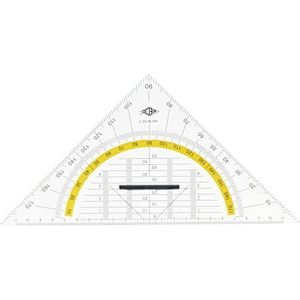 Wedo 527 Hypotenusa kunststof geometrische driehoek met afneembare handgreep, 25 cm, transparant