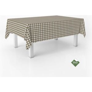 ECOMMERC3 Vichy Vlekafstotend tafelkleed voor rechthoekige tafel, afmetingen 180 x 140 cm, Vichy-tafelkleed, extra zacht en waterdicht, lederkleur