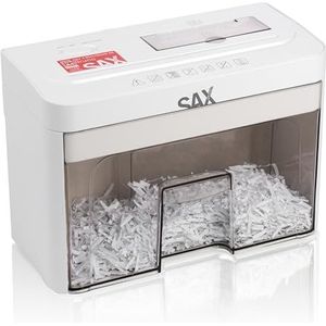 Sax Bruno Papierversnipperaar - kruissnede 3 x 18 mm, versnippert papier, cd's en kaarten, 220 mm invoeropening, capaciteit 2 A4-vellen, 3,5 l container, stil