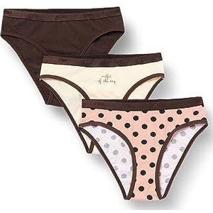 DIM Bikini (3 stuks) meisjes en meisjes, gestippeld/beige crème/chocolade, 8 jaar, Set met stippen, beige, crème, chocolade