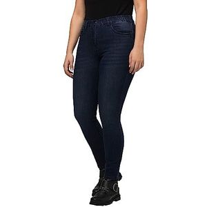 Ulla Popken Dames grote maten plus size skinny jeans Sarah, 5-pocket, hoge taille, smalle pasvorm, blauw denim, Denim blauw