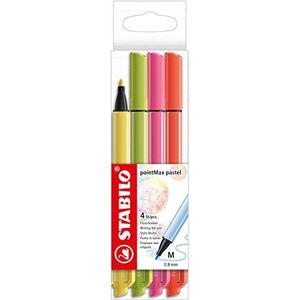 Nylon Tip Writing Pen - STABILO pointMax kaart portemonnee van 4 verschillende pastelkleuren core set
