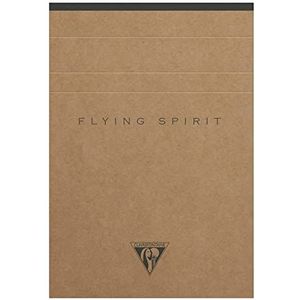 Clairefontaine 103646C - een blok met Flying Spirit Header 140 pagina's ivoorkleurig afneembaar 10,5 x 14,8 cm 90 g gelinieerd, omslag van bruin kraftpapier, willekeurig patroon