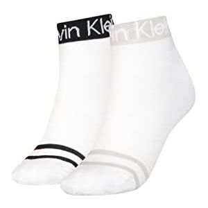 Calvin Klein Calvin Klein 2 paar korte damessokken met logo, kwartier, Wit, Eén maat