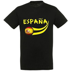 Supportershop Spanje T-shirt voor volwassenen, uniseks, zwart.