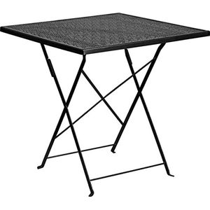 Flash Furniture Oia Patiotafel, vierkant, inklapbaar, van commercieel staal, voor binnen en buiten, zwart, 71,1 cm