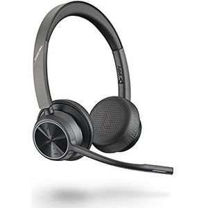 Poly - Voyager 4320 UC draadloze headset (Plantronics) - hoofdtelefoon met Boom Mic - Sluit aan op PC/Mac via USB-C Bluetooth-adapter, mobiele telefoon via Bluetooth - Werkt met teams, zoom & meer