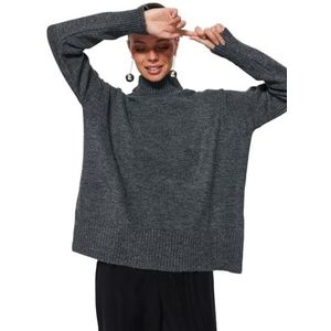 Trendyol Oversized trui met rolkraag, trainingspak voor dames (1 stuk), Antraciet