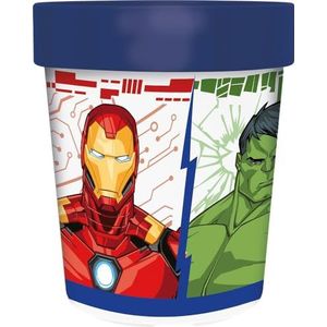 Marvel Avengers Iron Man Hulk Captain America Captain Marvel kinderglas, blauw, 260 ml, met antislip basis