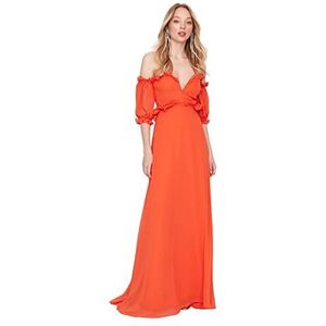 TRENDYOL Trendyol Maxi-avondjurk voor dames, zeemeermin, rechte snit, trendyol, maxi-jurk, zeemeermin, gebreid, voor dames, Oranje