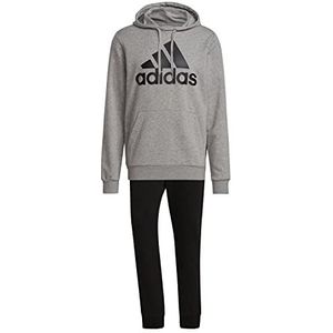 adidas M BL FT HD TS Tracksuit, Heren, Top: Medium Grey Heather/Black Bottom: Black/White, 2