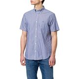 GANT Reg Broadcloth Stripe Bd Ss Herenoverhemd, College Blauw