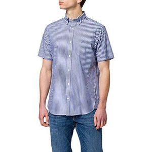 GANT Reg Broadcloth Stripe Bd Ss Herenoverhemd, College Blauw