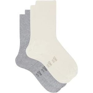 Dim Duurzame katoenen sokken met versterkte hiel/teen, 2 stuks, Crème/lichtgrijs