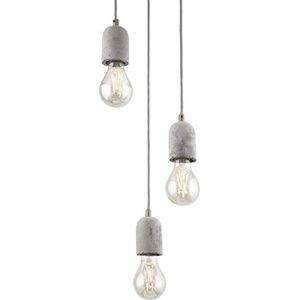 Eglo Silvares Hanglamp, 3-vlammige vintage hanglamp, industrieel, hanglamp van staal en beton in grijs, eettafellamp, woonkamerlamp hangend met E27-fitting