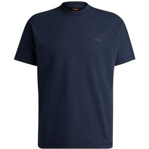 BOSS T-shirt pour homme en jersey de coton denim avec logo ton sur ton, bleu, XXL
