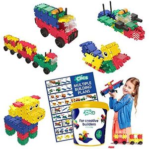Clics Bouwspeelgoed voor kinderen vanaf 3 jaar, creatief educatief speelgoed in een 160-delige set, bouwblokken voor meisjes en jongens, Montessori STEM-speelgoed, duurzaam speelgoed